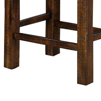 Shaw 47 Inch Counter Height Bench, Beige Padded Seat, Rustic Brown Base - BM300654