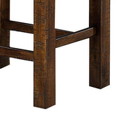 Shaw 47 Inch Counter Height Bench, Beige Padded Seat, Rustic Brown Base - BM300654