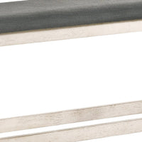 Swan 51 Inch Counter Height Bench, Gray Padded Seat, Ivory Turned Legs - BM300662
