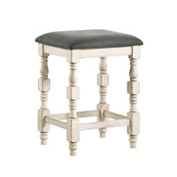 Swan 26 Inch Counter Height Stool, Set of 2, Gray Padded Seat, Turned Legs - BM300665