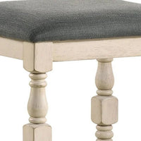 Swan 26 Inch Counter Height Stool, Set of 2, Gray Padded Seat, Turned Legs - BM300665