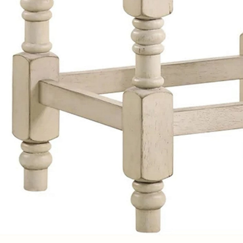 Swan 26 Inch Counter Height Stool, Set of 2, Gray Padded Seat, Turned Legs - BM300665