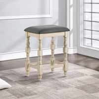 Swan 26 Inch Counter Height Stool, Set of 2, Gray Padded Seat, Turned Legs - BM300665