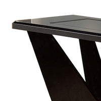 Pera 47 Inch Sofa Console Table, Glass Insert Surface, Geometric, Black - BM300674