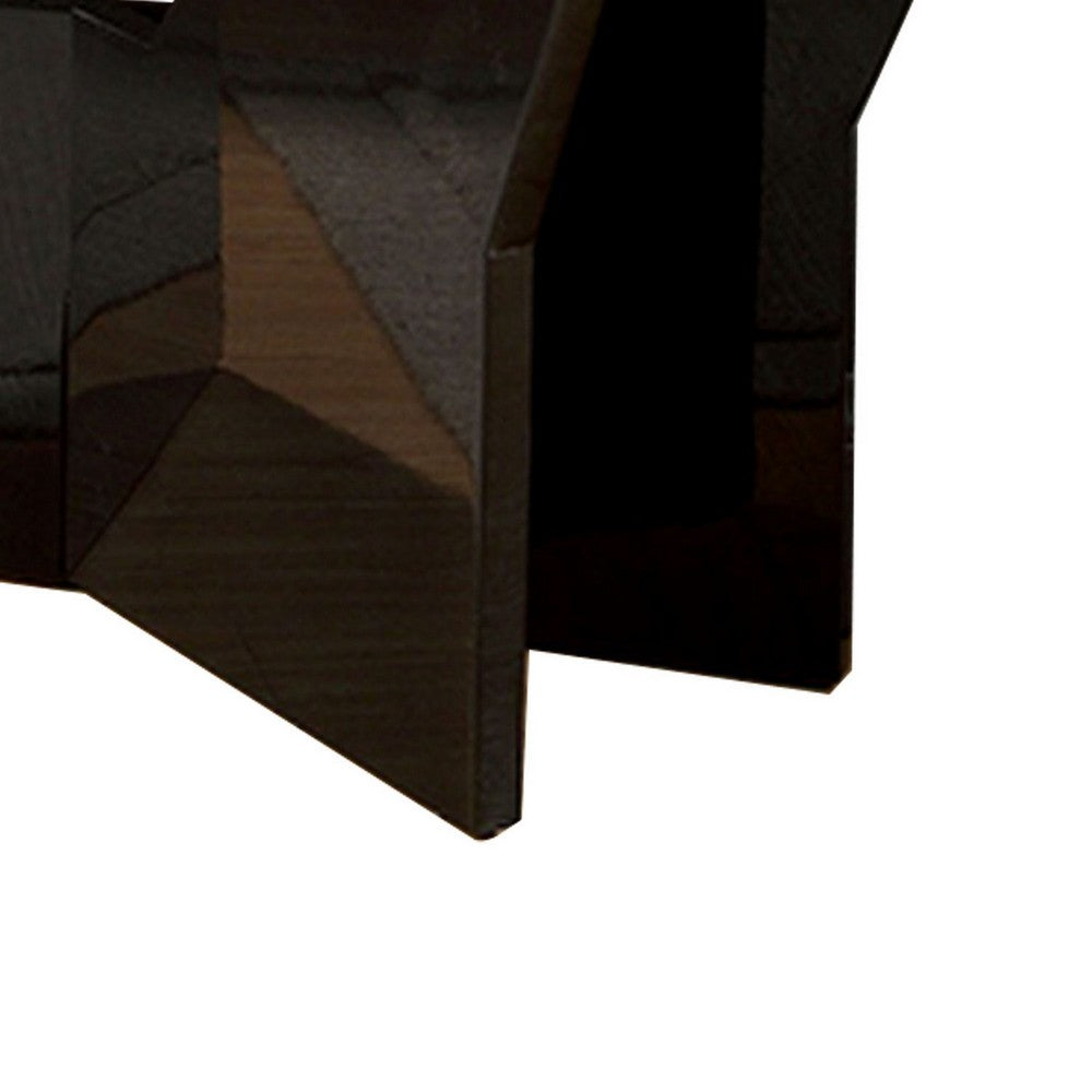 Pera 47 Inch Sofa Console Table, Glass Insert Surface, Geometric, Black - BM300674