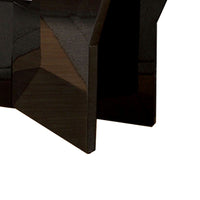 Pera 47 Inch Sofa Console Table, Glass Insert Surface, Geometric, Black - BM300674