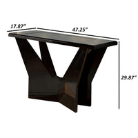 Pera 47 Inch Sofa Console Table, Glass Insert Surface, Geometric, Black - BM300674
