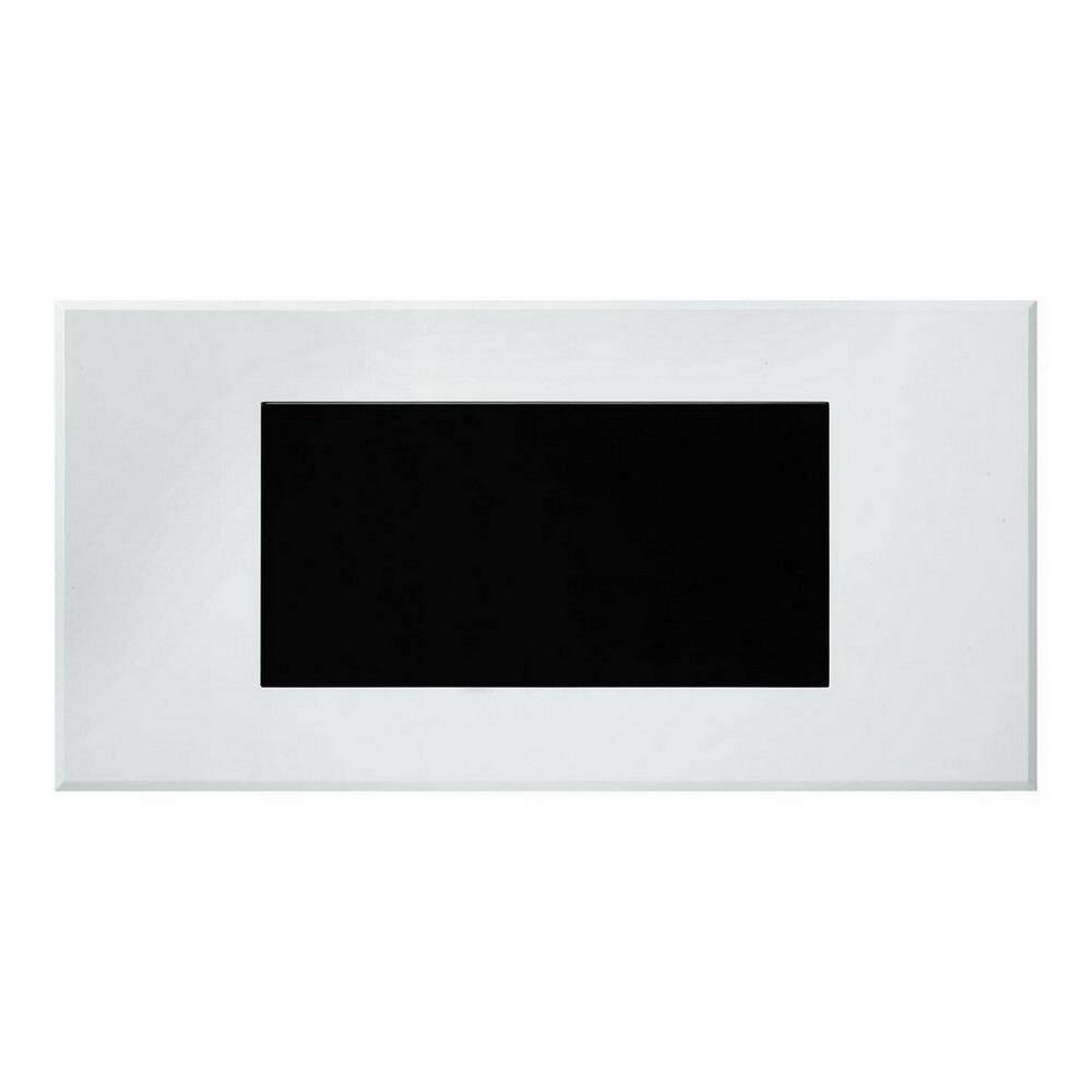 Pera 47 Inch Modern Coffee Table, Black Glass Insert, Geometric, White - BM300675