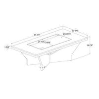 Pera 47 Inch Modern Coffee Table, Black Glass Insert, Geometric, White - BM300675