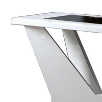 Pera 47 Inch Sofa Console Table, Glass Insert Surface, Geometric, White - BM300677