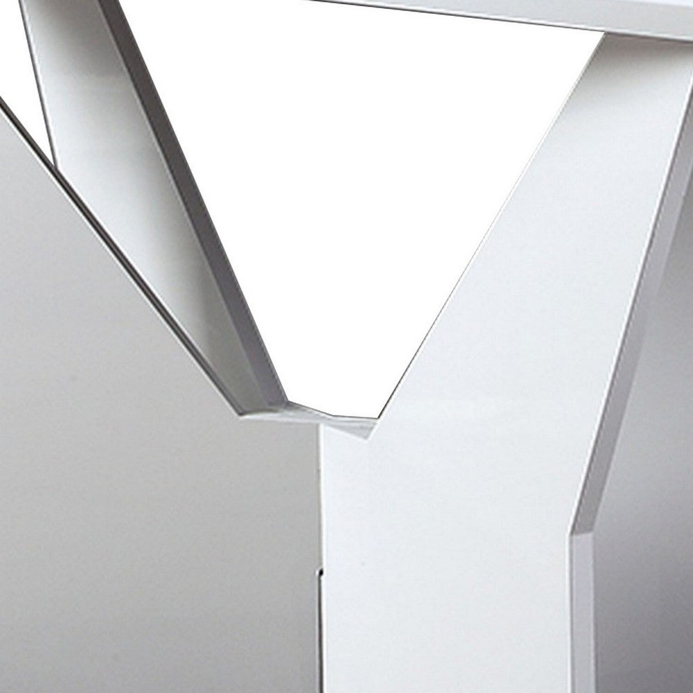 Pera 47 Inch Sofa Console Table, Glass Insert Surface, Geometric, White - BM300677