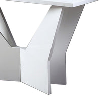 Pera 47 Inch Sofa Console Table, Glass Insert Surface, Geometric, White - BM300677