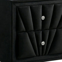 Ino 28 Inch Modern Nightstand, Velvet Upholstery, Art Deco Style, Black - BM300693
