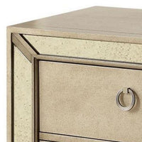 Leena 30 Inch Nightstand, Mirror Trim, 2 Gliding Drawers, Champagne Gold - BM300705