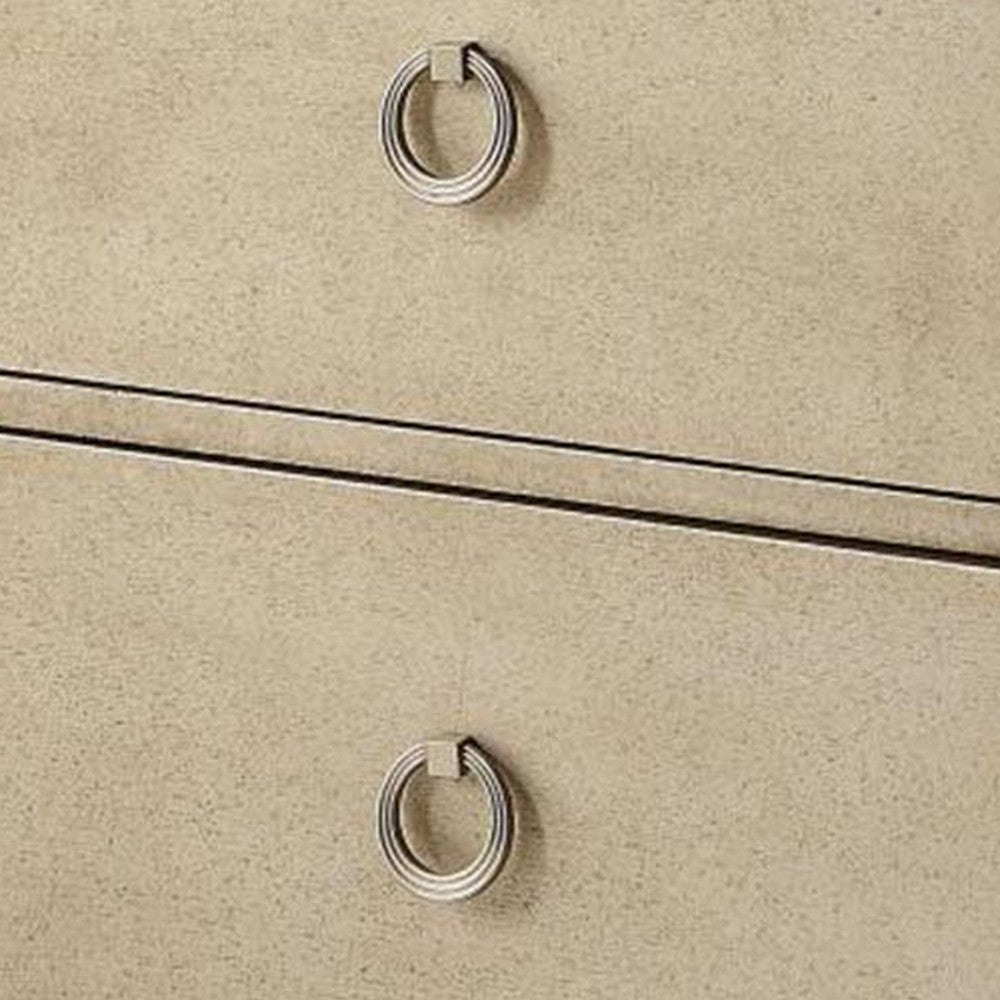 Leena 30 Inch Nightstand, Mirror Trim, 2 Gliding Drawers, Champagne Gold - BM300705