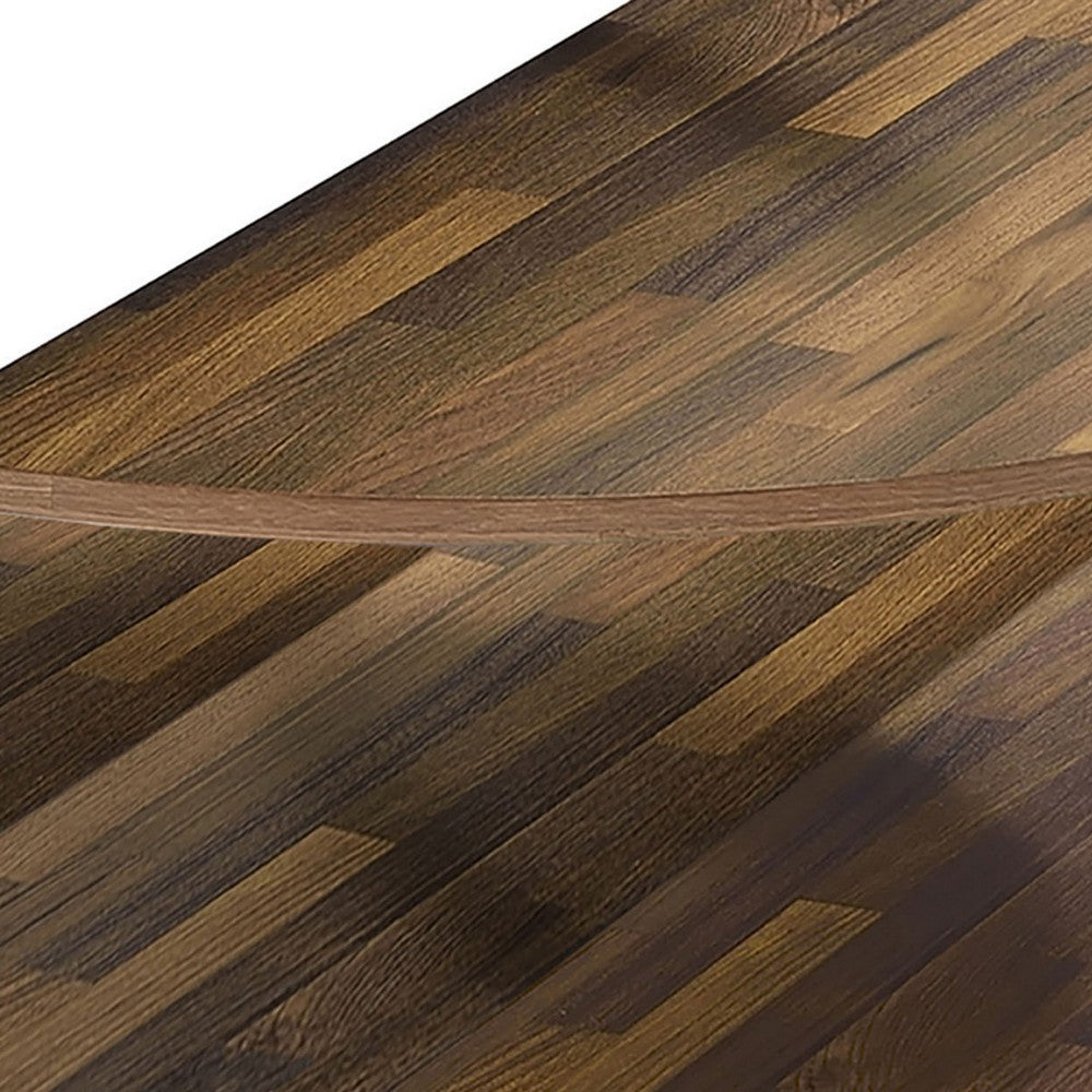 Lenn 35 Inch 3 Tier Round Brown Coffee Table, Half Shelf Design, Gray Frame - BM300710