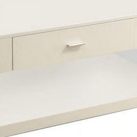 Stub 47 Inch Coffee Table, Glossy White Wood, Glass Side Panels, 1 Drawer - BM300718