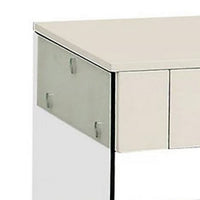 Stub 23 Inch Side End Table, Glossy White Wood, Glass Side Panels, 1 Drawer - BM300719