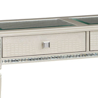 Trace 48 Inch Sofa Console Table, Glass Top, 2 Drawers, Mirror Inserts - BM300723