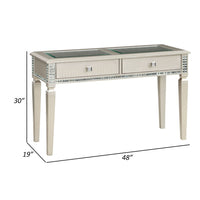 Trace 48 Inch Sofa Console Table, Glass Top, 2 Drawers, Mirror Inserts - BM300723
