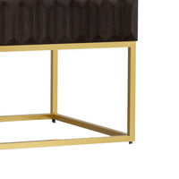 Bran 48 Inch Rectangular Coffee Table, Brown Wood, Gold Base, 2 Drawers - BM300725