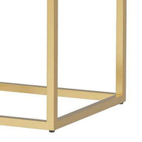 Bran 24 Inch Modern Side End Table, Brown Wood, Gold Steel Base, 1 Drawer - BM300728