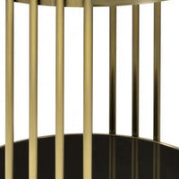 Kein 26 Inch Round Side End Table, White Faux Marble Top, Brass Steel Frame - BM300730