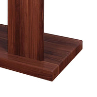 Liam 47 Inch Sofa Console Table, Brown Wood, Pedestal Base, Black Glass Top - BM300739