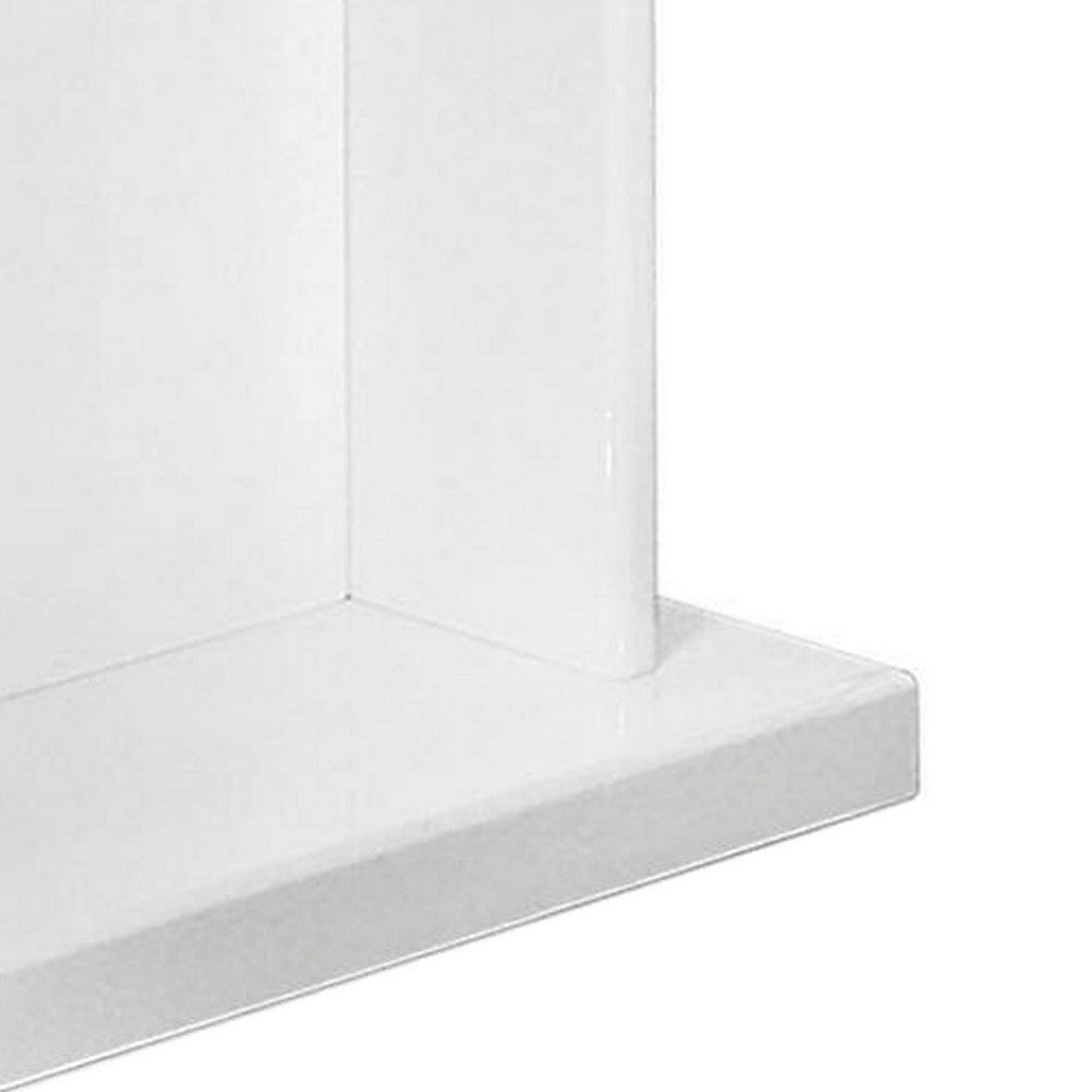 Liam 22 Inch Square Side End Table, White Wood, Pedestal Base, Glass Top - BM300741