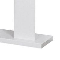 Liam 47 Inch Sofa Console Table, White Wood, Pedestal Base, Black Glass Top - BM300742