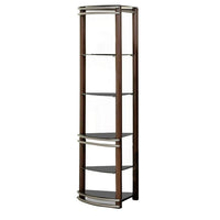 Lein 65 Inch Pier Shelf, Brown, Silver Metal Frame, Glass Shelves, Set of 2 - BM300744
