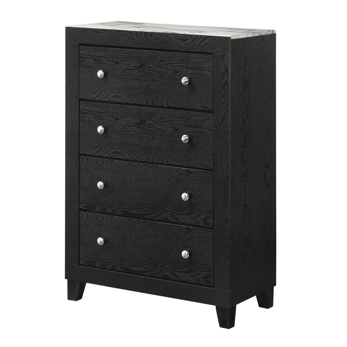 Benjara Yoh 47 Inch Tall 4 Drawer Dresser Chest with Marble Top, Metal Knobs, Black Benjara Yoh 47 Inch Tall 4 Drawer Dresser Chest with Marble Top, Metal Knobs, Black