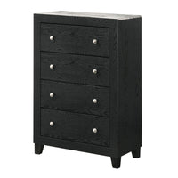 Yoh 47 Inch Tall 4 Drawer Dresser Chest with Marble Top, Metal Knobs, Black - BM300825