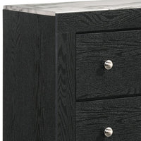 Yoh 47 Inch Tall 4 Drawer Dresser Chest with Marble Top, Metal Knobs, Black - BM300825