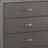 Zuka 47 Inch Tall 5 Drawer Dresser Chest, Faux Diamond Trim, Modern Gray - BM300827