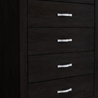 Ancy 48 Inch Tall 5 Drawer Dresser Chest, Faux Diamond Inlay Handles, Black - BM300841