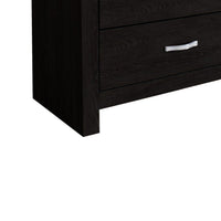 Ancy 48 Inch Tall 5 Drawer Dresser Chest, Faux Diamond Inlay Handles, Black - BM300841