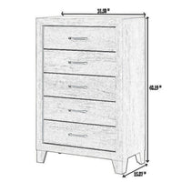 Isha 48 Inch 5 Drawer Tall Dresser Chest with Metal Handles, Driftwood Gray - BM300843