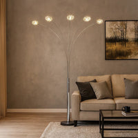 Arya 94 Inch 5 Light Arc Floor Lamp, Crystal Accents, Modern Style, Chrome - BM300845