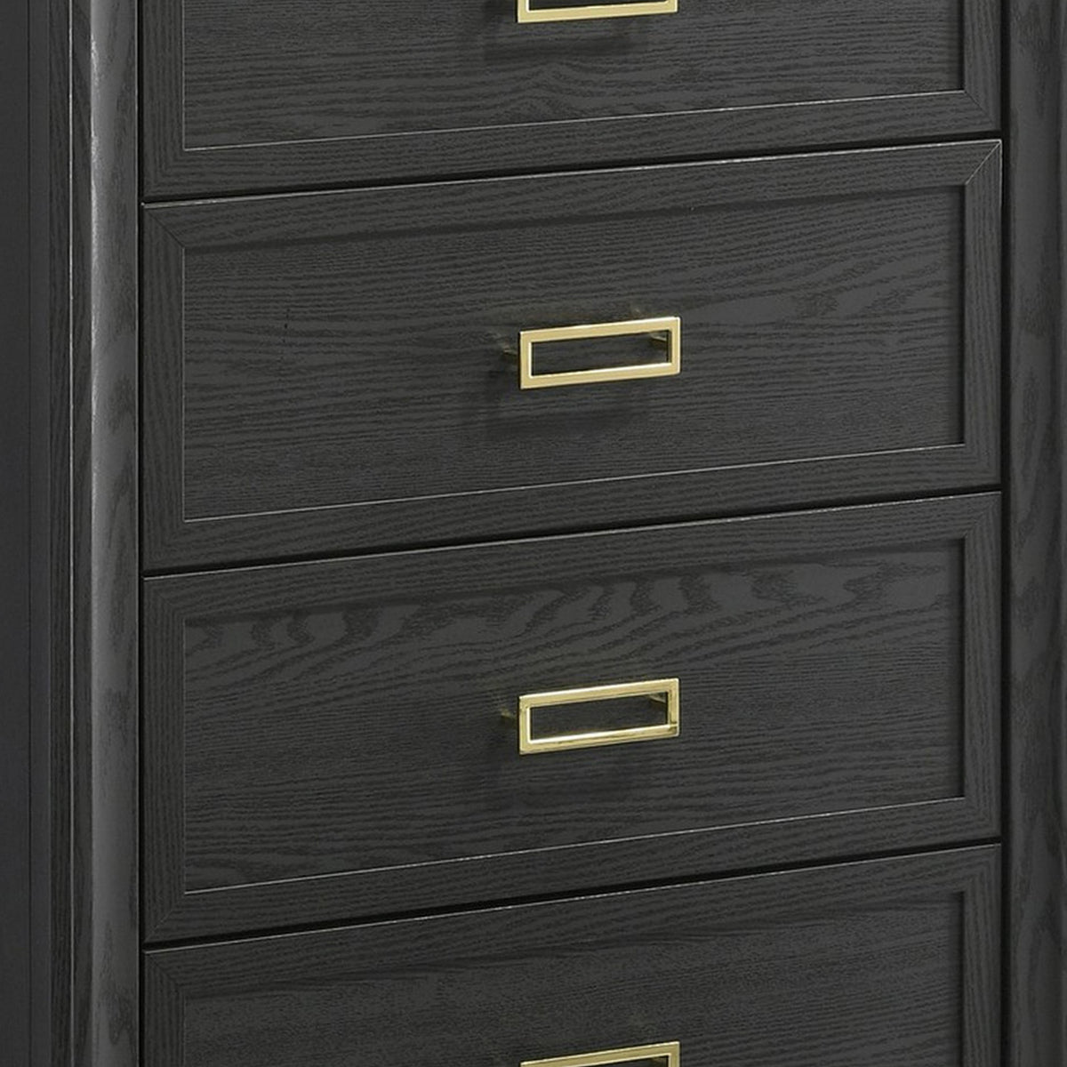 Nio 48 Inch Tall 4 Drawer Dresser Chest, Bracket Legs, Frame Handles, Gray - BM300866