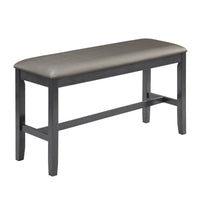 48 Inch Dining Bench, Padded Seat Cushion, Metallic Gray Upholstery, Black - BM300873