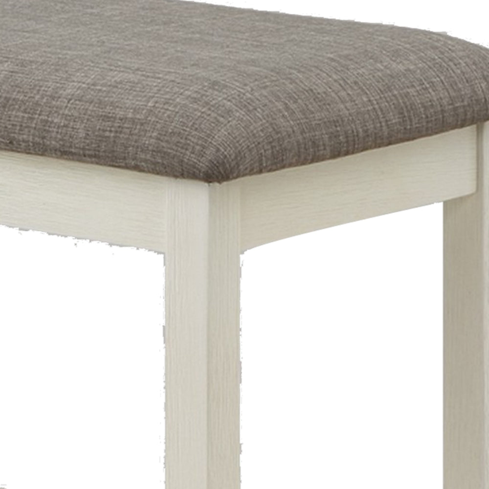 Mon 40 Inch Counter Height Dining Bench Padded Seat Chalk Gray Upholstery BM300875