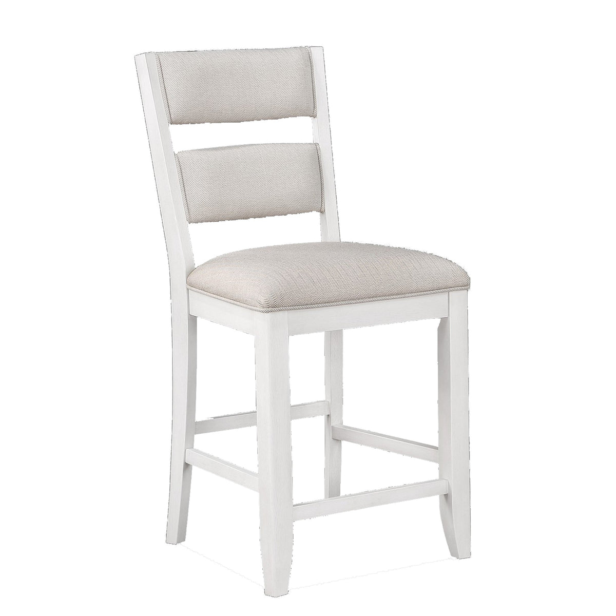 Kith 24 Inch Counter Height Chairs, Set of 2, Padded Seat and Back, White - BM300882