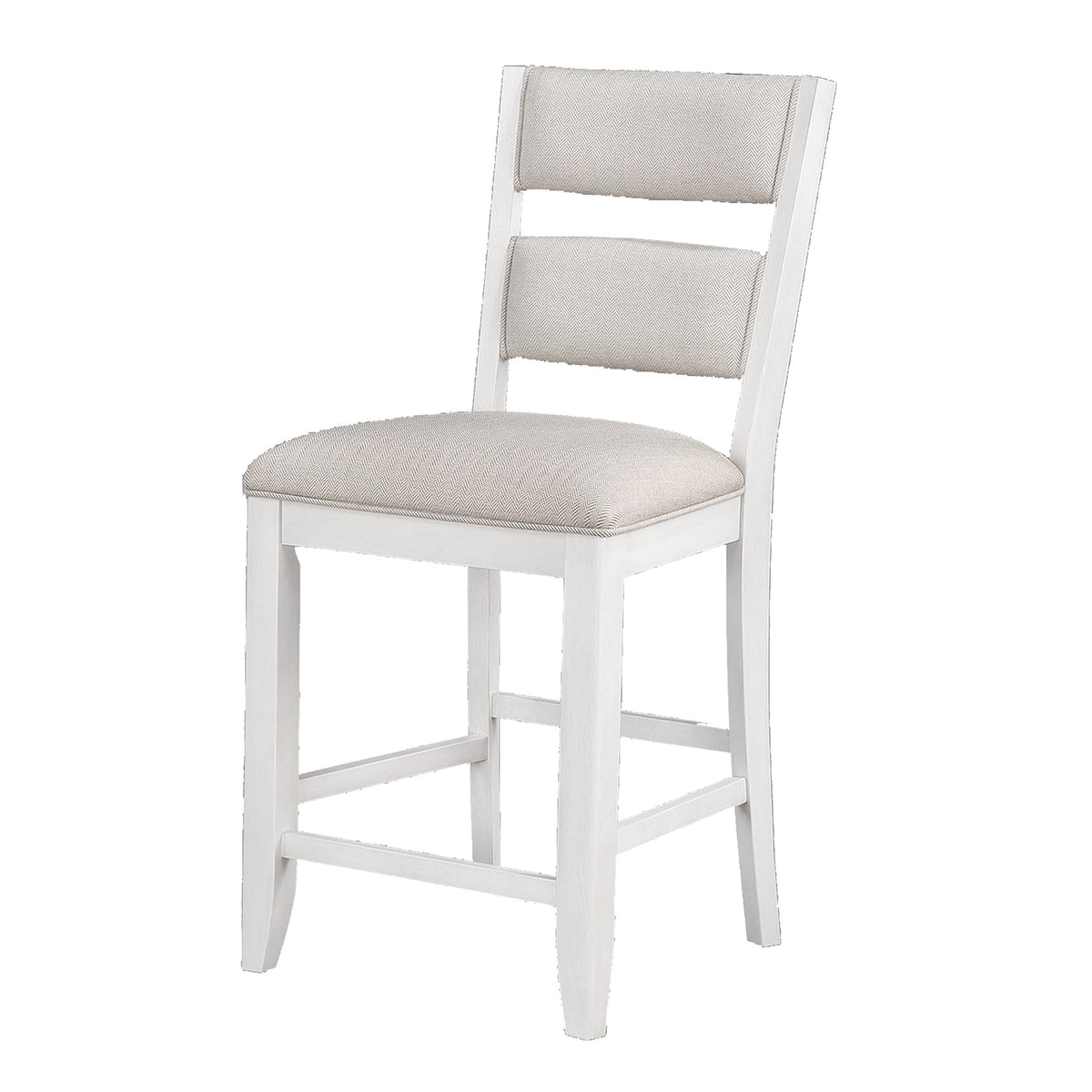 Kith 24 Inch Counter Height Chairs, Set of 2, Padded Seat and Back, White - BM300882