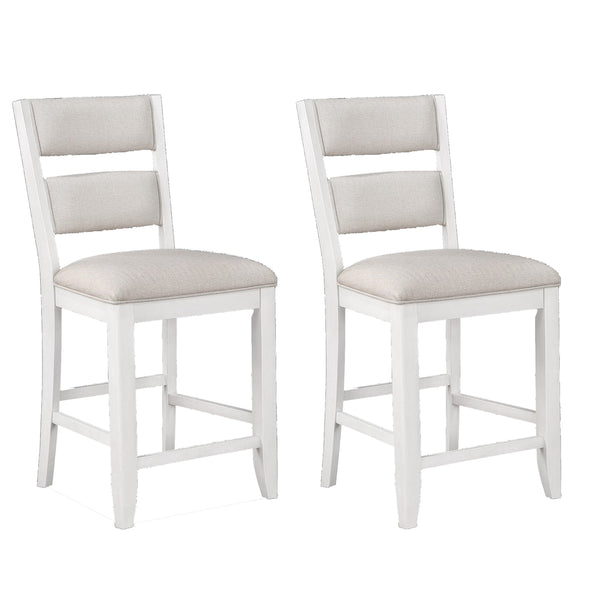 Kith 24 Inch Counter Height Chairs, Set of 2, Padded Seat and Back, White - BM300882