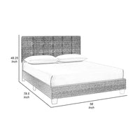 Dane Full Size Bed, Fully Upholstered, Tufted Curved Headboard, Dark Gray - BM300906