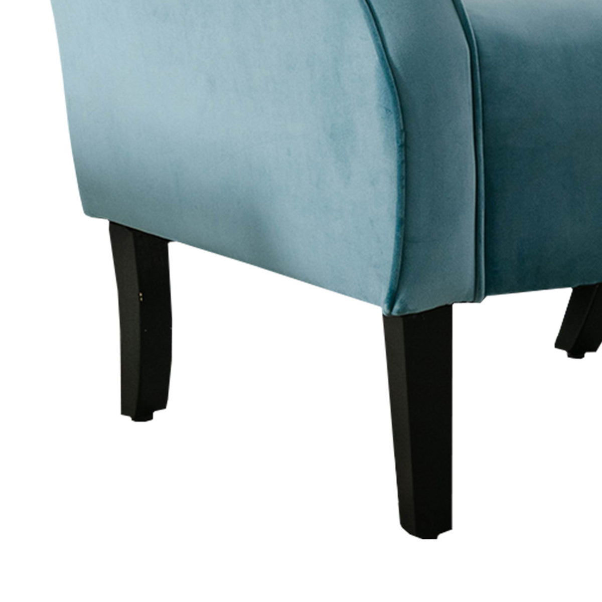 Cilic 32 Inch Accent Chair, Button Tufted Back, Rolled Arms, Blue Fabric - BM301175