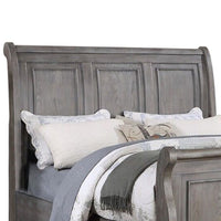 Demi Queen Size Bed, Sleigh Headboard, Tri Panel Molding, Oak Gray Wood - BM301327