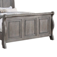 Demi Queen Size Bed, Sleigh Headboard, Tri Panel Molding, Oak Gray Wood - BM301327