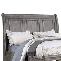 Demi California King Bed, Sleigh Headboard, Storage Drawers, Oak Gray Wood - BM301328